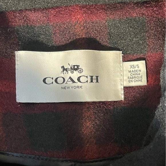 Coach New York Black Wool Blend w Black Leather Trim Hooded Cape - Picture 6 of 11